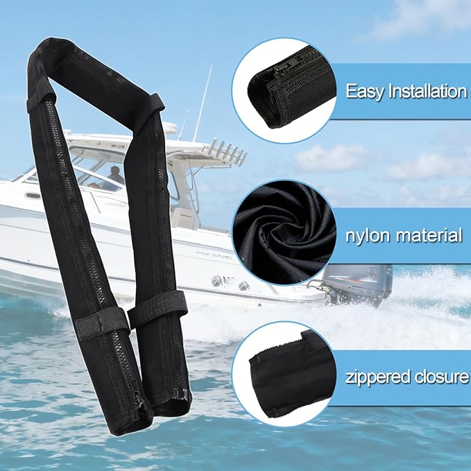48inch Black Trolling Motor Cable Sleeve, Heavy-Duty Polyester 2" Diameter Marine wire cover, Cable Sleeve for outboard motor sleeve & trolling motor cover