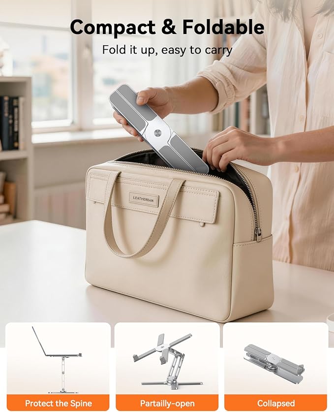 TECKNET Laptop Stand for Desk-360°Rotating Laptop Stand Riser with Ergonomic Foldable Height & Angles, Adjustable Computer Stand Compatible with All Laptops Macbooks up to 17.3", 100%Aluminium Silver