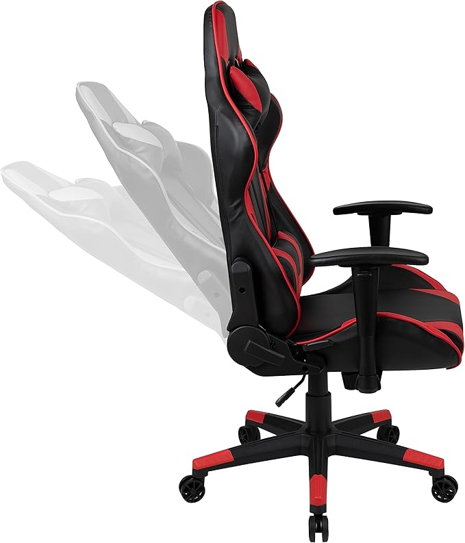 EMMA + OLIVER Black/Red Gaming Desk Bundle - Cup/Headset Holder/Mouse Pad Top