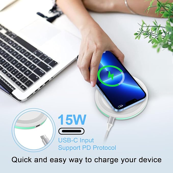 Wireless Samsung S24 FE Phone Charger for Android Wireless Fast Charging Pad Compatible for Galaxy S26 S25 Ultra S23 S22 S21 S20 FE Z Fold Flip 7 6 5, Moto G Stylus/Power,15W Wireless Charger Station