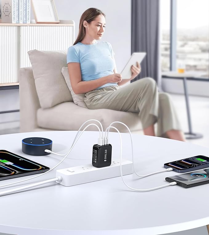 50W USB C Wall Charger Block, 2Pack 5-Port C Charger Fast Charging Block PD Power Adapter+QC 3.0 Multiport Type C Box Brick Cube USB A Wall Plug for iPhone 15/16/17 Pro Max Plus, iPad,Galaxy S24/S23