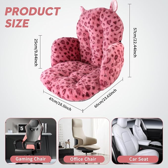 DOBUONO Comfy Office Chair Cushion: 17.5" L x 17.5" W x 18" H Cute Seat Cushion Kawaii Cushion for Gaming Chair with Backrest Non-Slip Floor Seating for Adults and Pets Pink Stuff for Room Decor