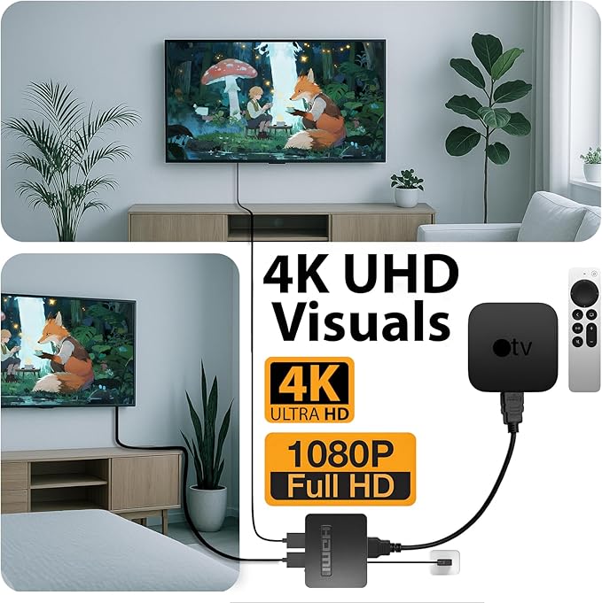 Cyberguys! HDMI Splitter 1 in 2 Out, Mirror Mode Only 4K HDMI Hub 2.0 Video Duplicator with 2.5ft USB Power Cable and Adapter, Supports 4K@60Hz UHD for TV, Monitor, Projector, PS4, Xbox, Blu-Ray