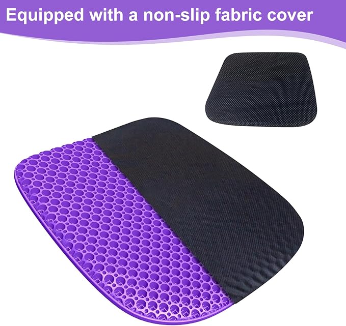 Large Gel Seat Cushion for Long Sitting with Non-Slip Cover, Soft & Breathable, Seat Cushion for Chair, Car, Office, Desk Chair, Wheelchair (18" x 17")