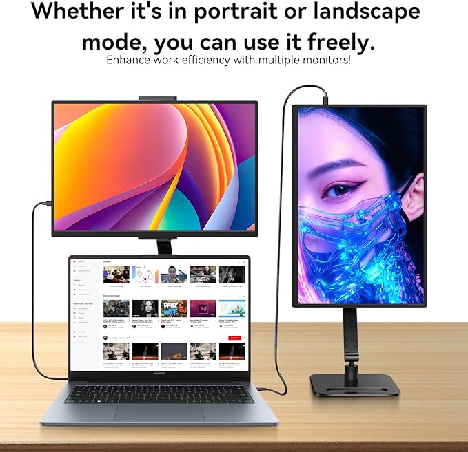 14 Inch Touchscreen Portable Monitor with Stand, 1920x1200 IPS HDR Ultra Slim USB-C HDMI External Display for Laptop Phone Switch