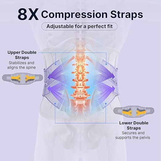 Fit Geno Back Brace for Lower Back Pain Women: Adjustable Lumbar Support Brace for Pain Relief - Breathable Waist Belt for Comfort - S