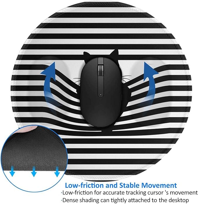 Cat Round Mouse Pad Premium Textured Mouse Mat Washable Mousepads with Extended Stitched Edges Non Slip Rubber Base Small Mousepad 7.9 X 7.9 X 0.12 Inches