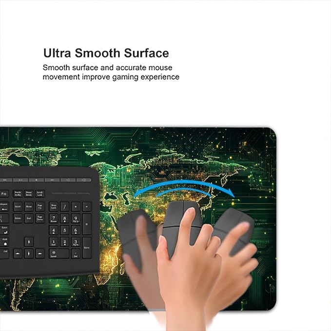 Circuit Board Diagram Desk Mat Fantastic Interesting Large Gaming Mouse Mat with Stitched Edges,Non-Slip Waterproof Rubber Base Mous Mat 31.5"x11.8" Office Computer Keyboard Laptop Home
