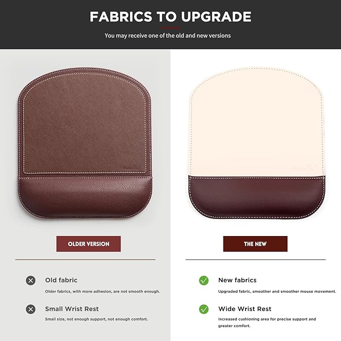 Begin Office Square Leather Mouse Pad with Wrist Rest Non-Slip Design, Business Style Gaming PU Mousepad for Learners, Workers &Computer Users.