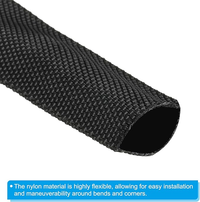 PATIKIL 0.8" Dia 6.5FT Nylon Protective Hose Sleeve, Cable Cover Sheath Protection for Welding Tig Torch Hydraulic Hose, Black