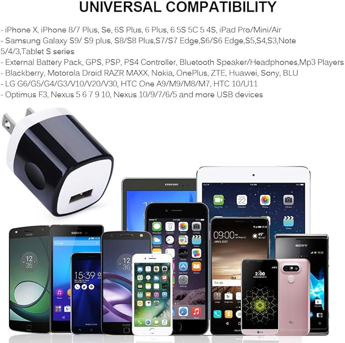 Wall Adapter, USB Wall Charger 6 Pack, UorMe 1A 5V Single Port USB Plug Power Adapter Compatible iPhone 14 Plus 13 12 11 Xs XR X 8, Samsung Galaxy S22 Ultra S22+ S22 A21 S10e S9 Note 20,Google Pixel 6