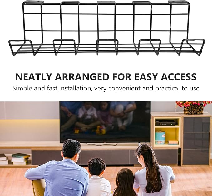 Angoily Desk Cable Management Tray Metal Wire Organizer for Office and Home No Drill Required Easy Installation Suitable for Computer Router and Power Strips