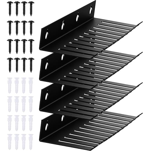 Beeveer 4 Pcs 10 Slots Wall Mountable Cable Hanger, Cable Rack Organizer Holder with Slots Width from 5-9mm, Sturdy Cables Holder Black for Cord Management Rack Home Office Studio