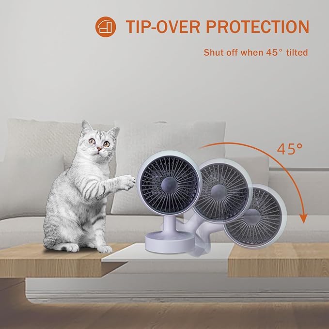 Space Heater,Small Space Heater,1200W Desk Heater for Office,160° Lateral Auto Oscillating,3 Gears Adjustable,PTC Ceramic Heating,Tip-over & Overheat Protection,Fast Heating,Cold And Hot Air