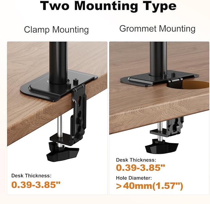Suptek Dual Monitor Desk Mount, Adjustable Dual Monitor Arm for 2 Computer Screens up to 27 inch, Extra Tall 31.5" Pole Dual Monitor Stand for Desk, Holds up to 22 lbs(MD6842)