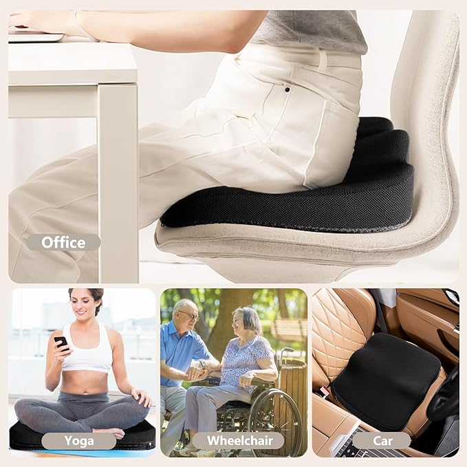 Seat Cushion, Gel Wheelchair Seat Cushion Chair Pad Cushion, Relieve Sciatica, Back, Coccyx, Pressure Sore and Ulcer Pain, Wheelchair Accessories with Waterproof Mesh Fabric