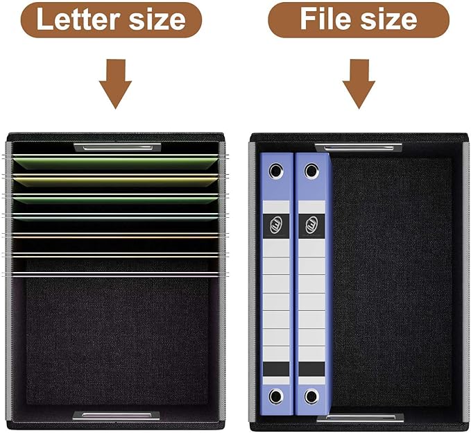 Faux Leather File Organizer Box with Lid, Collapsible Hanging File Folder Box Organizer with Plastic Slides, Decorative Home/Office Filing System Boxes for File and Folder Storage