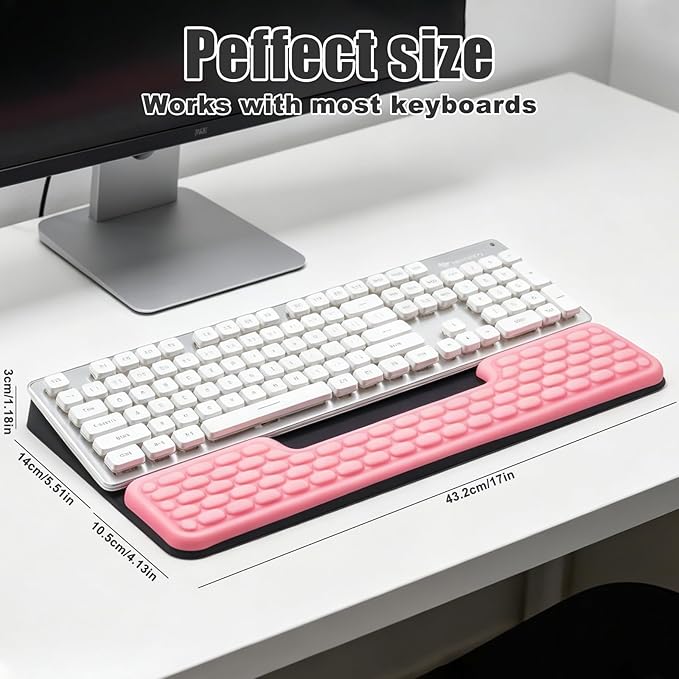 Keyboard Stand with Wrist Rest，Ergonomic Wrist Pad Memory Foam Keyboard Riser Holder Tray with Non-Slip Base, Pain Relief for Work Study Game (Black and Pink)