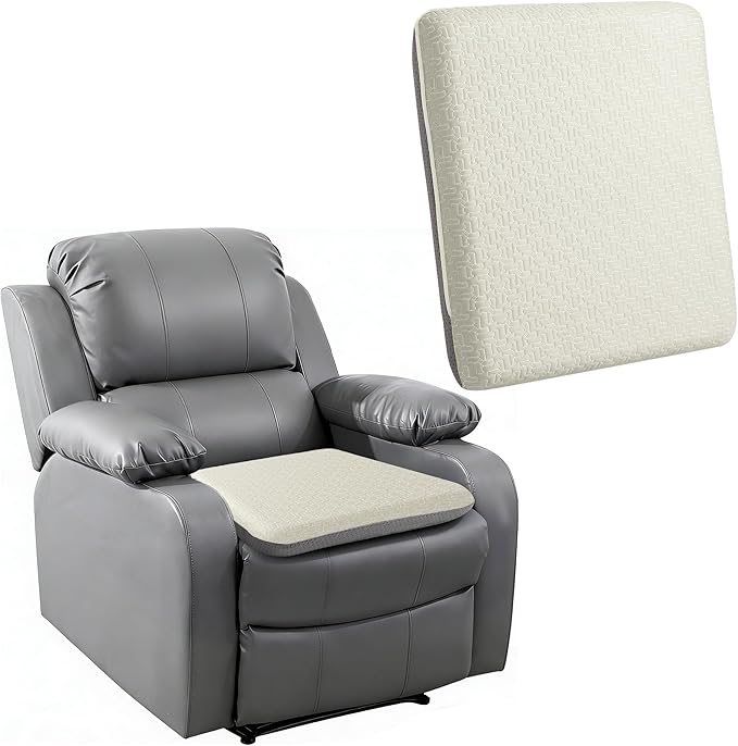 Ganondorf Extra Large Recliner Seat Cushion for Elderly Tufted Furry Booster Foam Cushion, Pressure Relief for Long Sitting Orthopedic Chair Cushion for Recliners Office Chairs, White