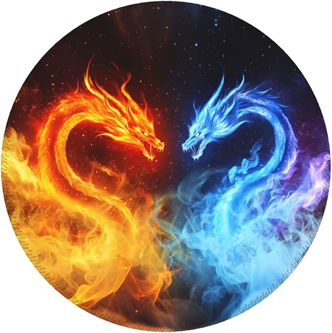 Dragon Round Mouse Pad Premium Textured Mouse Mat Washable Mousepads with Extended Stitched Edges Non Slip Rubber Base Small Mousepad 7.9 X 7.9 X 0.12 Inches
