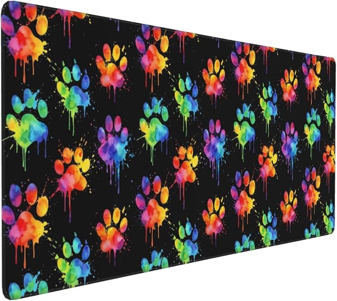 Cute Dog Paws Large Mouse Pad & Desk Mat Extended Mousepad with Stitched Edges Non-Slip Rubber Base Laptop Computer Keyboard Pad for Gaming, Office & Home Decor, XXXL - 35.4" X 15.7"