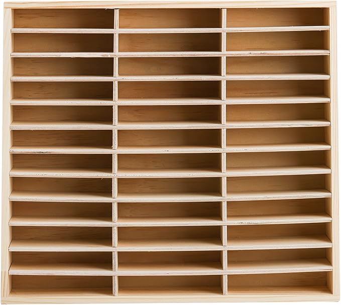 Lawei 36-Grid Wooden Cell Phone Holder, Mobile Phones and Calculator Management Storage Box, Multifunctional Desktop Organizer Storage Box for Classroom, Office, Meeting Room, Phone Rack Display