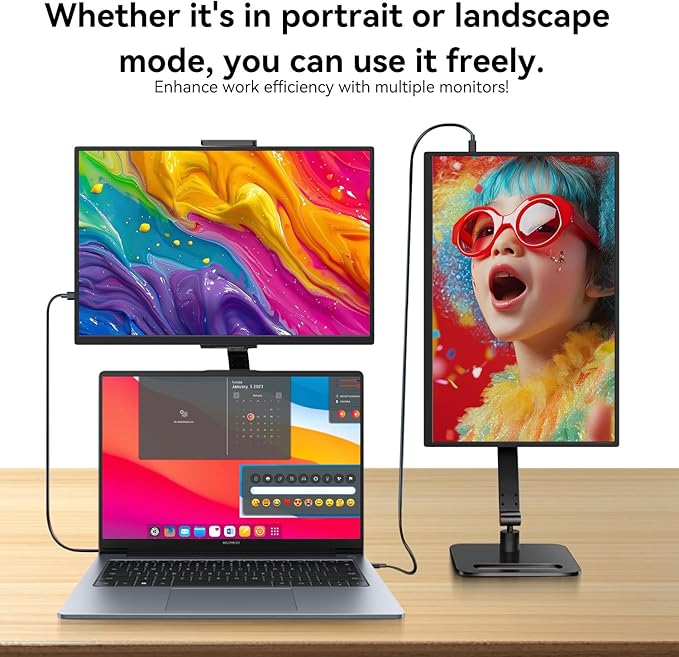 Touchscreen Portable Monitor, 14 Inch 1200P Ultra-Slim Lightweight Bezel Less HDR FHD IPS Touchscreen Display, Travel Monitor with Stand and Speakers, HDMI USB-C External Screen for Laptops and PC