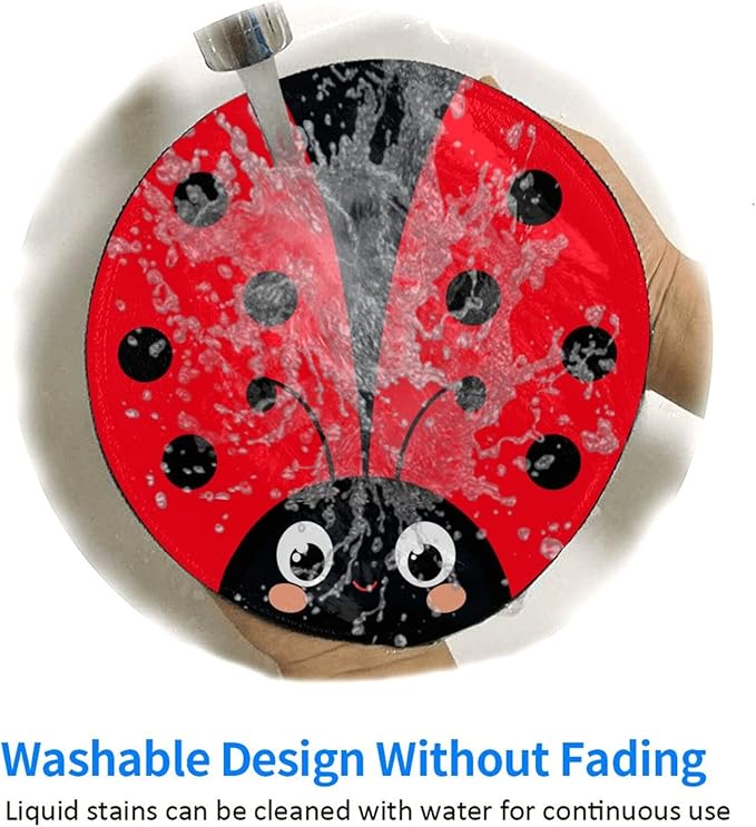 Cute Red Animal Round Mouse Pad Premium Textured Mouse Mat Washable Mousepads with Extended Stitched Edges Non Slip Rubber Base Small Mousepad 7.9 X 7.9 X 0.12 Inches