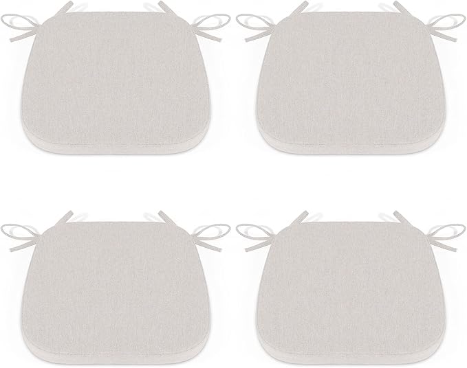 Shinnwa Kitchen Chair Cushions Set of 4, Dining Room Chairs Cushions with Ties, Indoor Seat Pads, 4 Pack, 15 x 15.5 inches, Off White