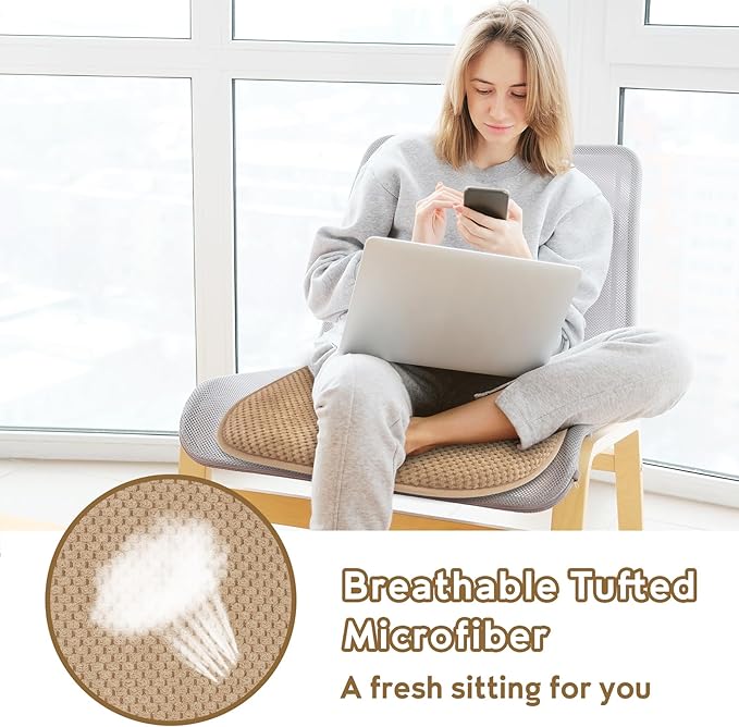 Khaki Kitchen Chairs Cushions Set of 2 Non Slip Foam Patio Seat Cushions Washable Soft Thick Pads Large Wooden Metal Dining Chair Cushions,17" x 15"
