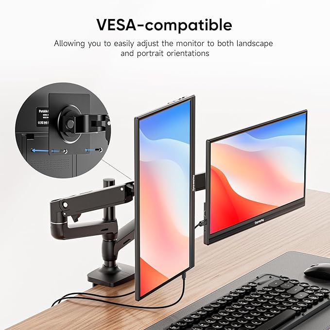 Travel Portable Monitor with Sleeve Bag, 15.6" FHD 1080P Portable Screen for Laptop with Kickstand, USB-C HDMI Second External Monitor, Screen Extender for Laptop Mac Phone PS4/5 Xbox Switch - Black