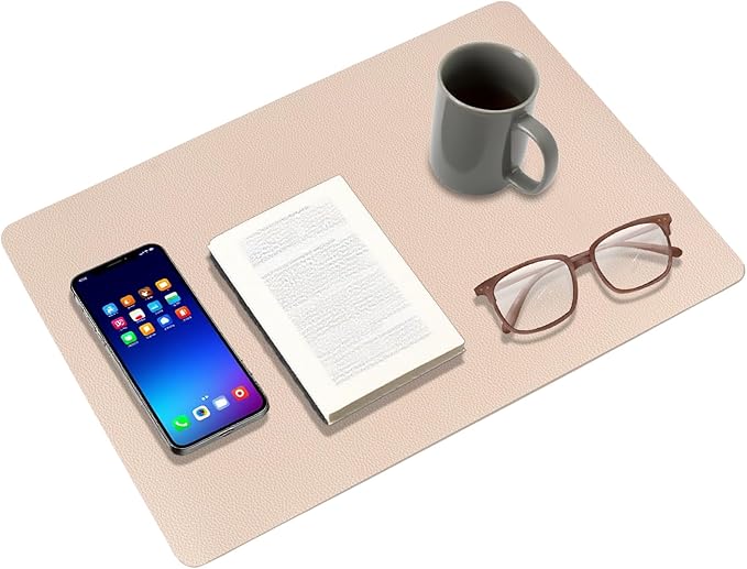 Klmnop 2 Pcs Nightstand Mat 1.8mm Thick, Double-Sided Use Waterproof Nightstand Leather Protector, 15.8" x 23.6" Bedside Table Cover–Protect Nightstands Coffee Dresser Tables from Liquids Dirt