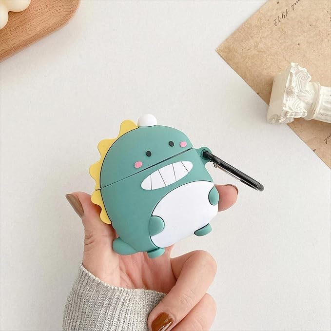 LiWerlly Cute Beat Studio Buds/Buds Plus Case, Funny 3D Cartoon Kawaii Dinosaur Cool New Studio Buds + Cover Skin with Cleaning Kit & Keychain for Beat Studio Earbuds for Boys Girl Kid Teen, Dinosaur