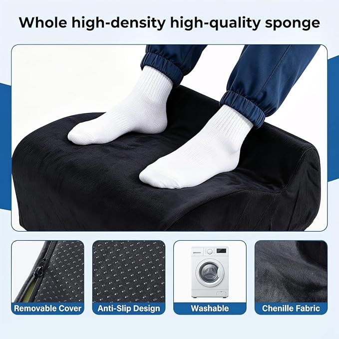 Foot Rest for Under Desk at Work. Multifunctional 3-Tier Foot Stool Office Desk Accessories, Soft Ergonomic Footrest,Support Foot Pillow,Heel Chair,Leg Elevation Pillow (Black, One Size)