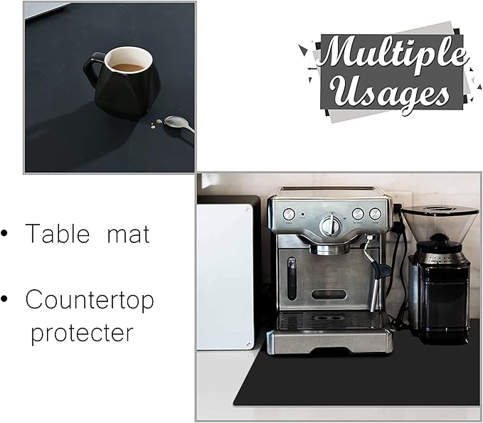 Foepoge 27.9”x20” Extra Large Silicone Sheet for Crafts, Nonstick Silicon Mat for Resin, Epoxy Art Placemat for Jewelry Casting, Reusable Painting Pad, Heat Resistant Countertop Cover - Black