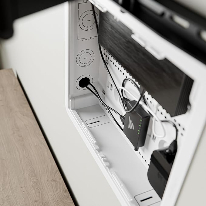 Legrand - OnQ Cable Management, In-Wall Media Box, Dual Purpose Structured Wiring Enclosure with Mounting Bracket, Home Networking Panel, 17 inch, White, ENP1705NAV1