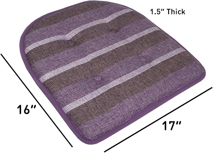 Chair Cushion Memory Foam Pads Tufted Slip Non Skid Rubber Back U-Shaped 17" x 16" Seat Cover, (Pack of 3)