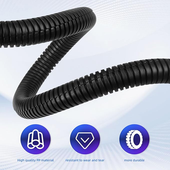Split Wire Loom Tubing,10,25ft Cord Protectors from Pets No Chew, Flexible Wire Covers Cord Protectors, Protective Split Cable Sleeve for Automotive Home Industrial Wires(Black, 0.73inch-10ft)