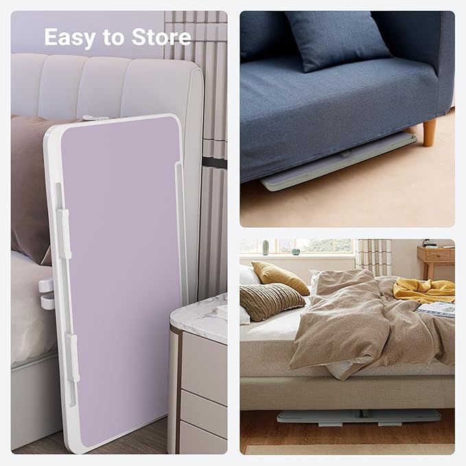 iXTRA Laptop Lap Desk Include Cooling Fan,Adjustable Lap Desk with Light Fan,Folding Laptop Desk for Bed with USB,Bed Desk with Storage Drawer 60x40cm,Purple