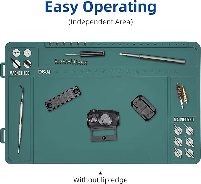 CKPART Gun Cleaning Mat, Premium Magnetic Pad With Organizer Parts Tray, Anti-Slip Rubberized Pistol Mat, Protective Workbench Mat for Gun Cleaning (16.5"x 10.43")