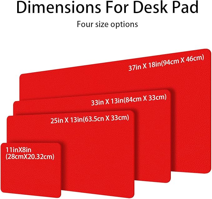Leather Desk pad Protector, Office Mat, Large Mouse Mat, Non-Slip PU Leather Blotter, Laptop Desk Pad,Waterproof Laptop Computer Desk Keyboard Mat for Office/Work/Home/Decor (red, 47in*18in)