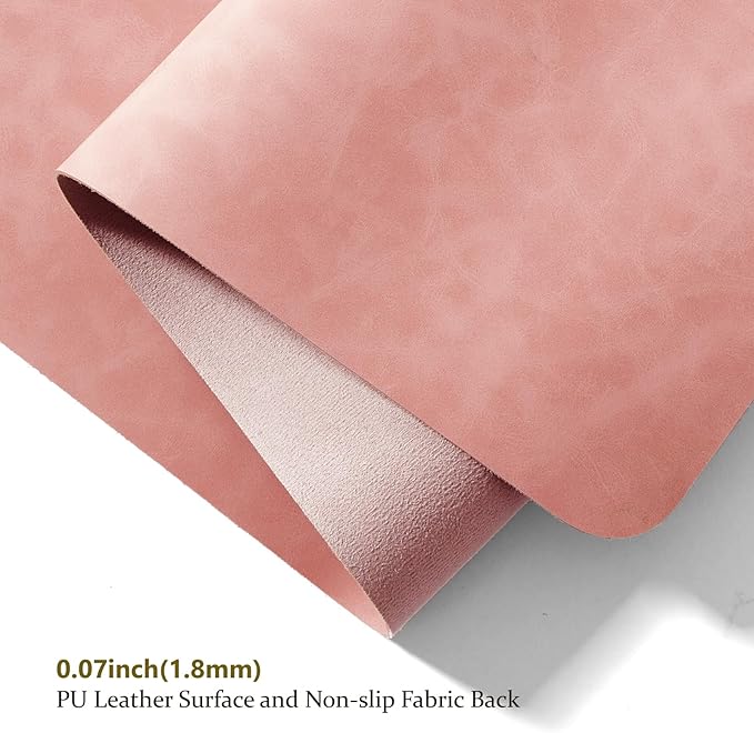 Distressed Leather Desk Mat - Non-Slip PU Desk Pad for Office and Home - Desk Organization and Accessories - Ideal for Large Mouse Pad and Desk Mats on Top of Desks(Dusty Rose,36"x 17")