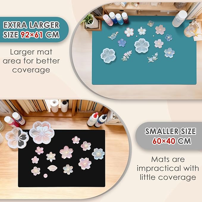 36.2"x24" Extra Large Silicone Mat for Epoxy Resin, Nonstick Silicon Mats for Crafts Jewelry Casting, Non-Slip Kitchen Table Placemats for Countertop Protector Heat Resistant by Foepoge, Morandi Green