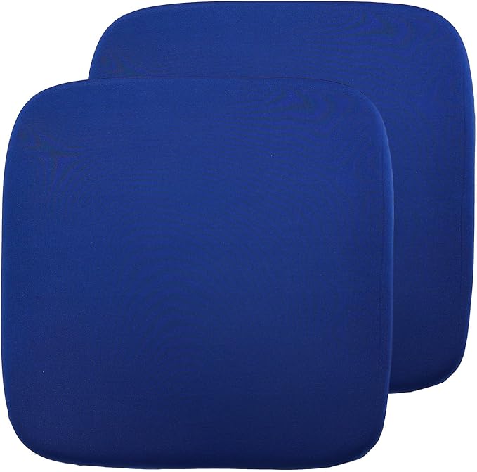 Non-Slip Navy Blue Square Seat Cushions Set of 2 - Comfortable Chair Pads with Removable Cover (15"x15"x1.7") for Kitchen, Office, Car & Indoor Use