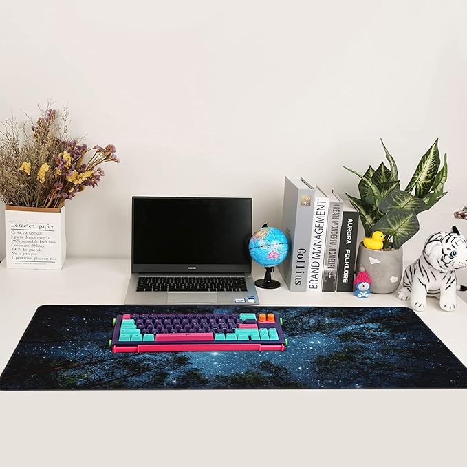 Beautiful Night Sky and Milky Way Gaming Mouse Pad XXL Large Desk Mouse Pad Keyboard Mat with Stitched Edges Waterproof Non-Slip Desk Mat for Laptop,Keyboard,Computer 35.4 * 15.7 Inch