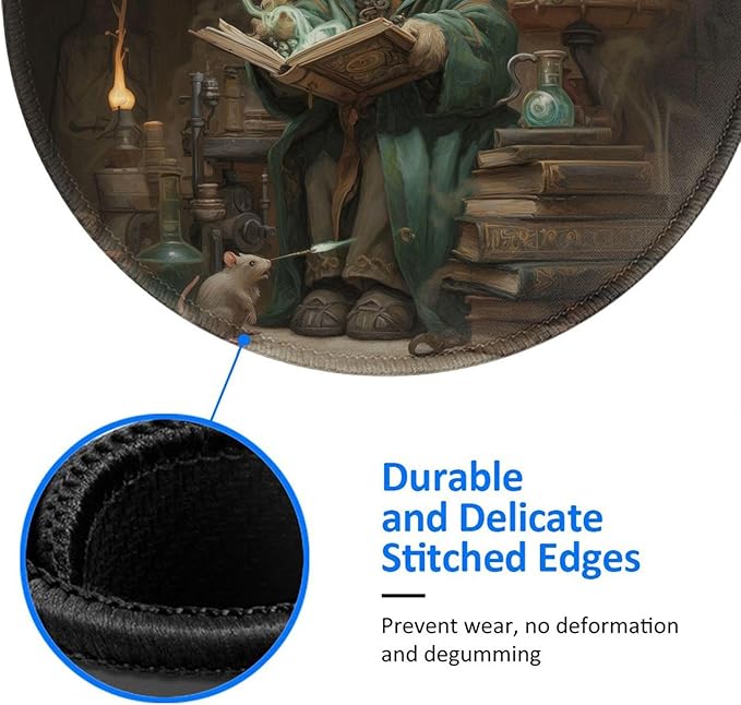 Cat Round Mouse Pad Premium Textured Mouse Mat Washable Mousepads with Extended Stitched Edges Non Slip Rubber Base Small Mousepad 7.9 X 7.9 X 0.12 Inches