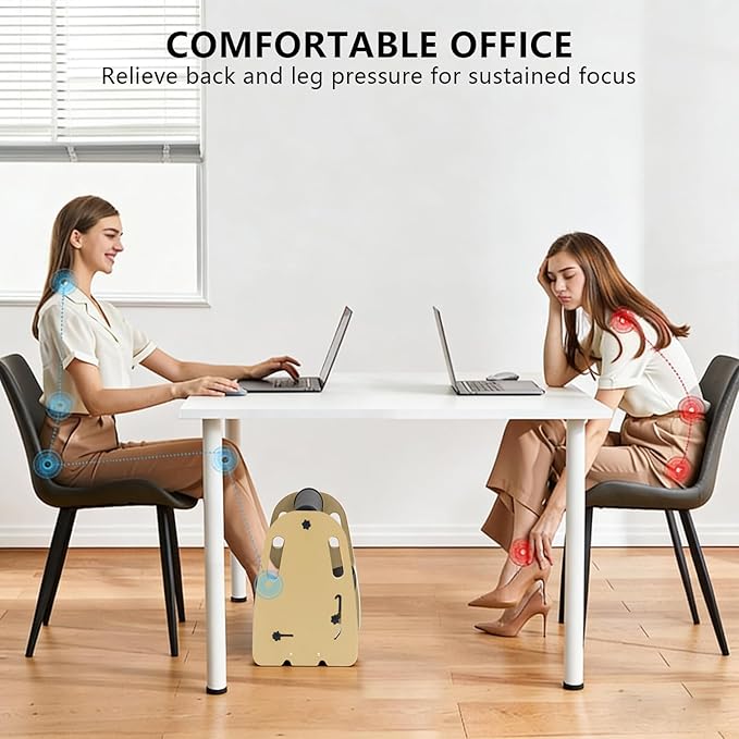 Adjustable Under Desk Foot Rest, Detachable & Washable,3 Height Levels, Interchangeable Soft & Massage Pads,Anti-Slip Design, for Office Home Gaming - Green