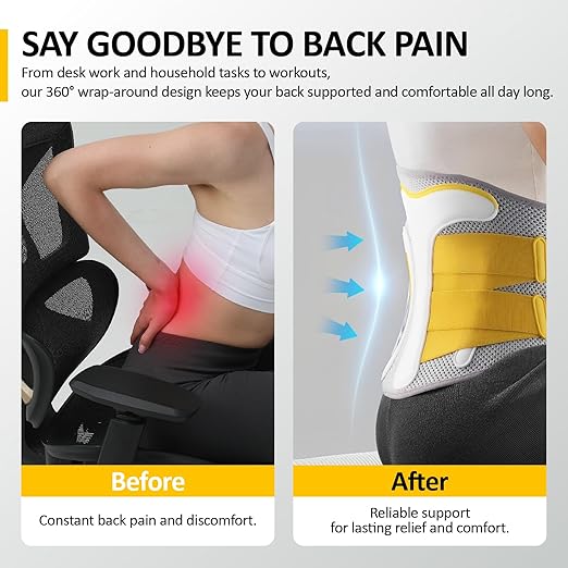 Lower Back Brace for Women and Men - Adjustable Lumbar Back Brace, Full Support Lumbar Brace, Ergonomic Design & Soft Breathable 3D Knit Material, for Sciatica Scoliosis Posture, Ideal for Work Lifting (XL:32.5"-45.3")