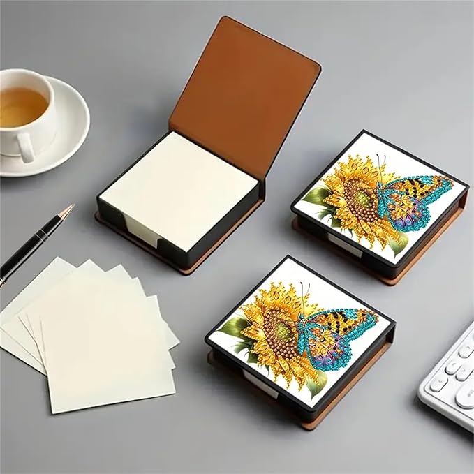 Sunflower Diamond Painting Kit Note Box,Memo Paper Storage Box Diamond Art,Sticky Note Holder Diamond Art,Diamond Painting Memo Pad For Office Desk. (sunflower)