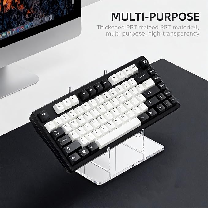 Acrylic Keyboard Display Stand Holder, Mechanical Keyboard Display Holder,Keyboard Riser Display Shelf Tray for Desk, Gaming Setup, Office or Home,1 Pack